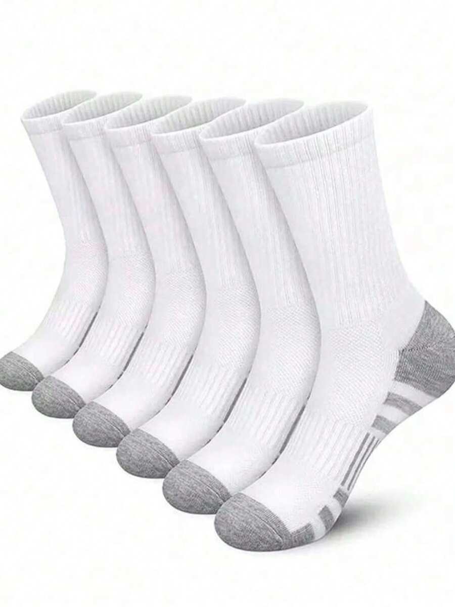 3/6/10/20 Đôi tất bóng rổ nam, tất dài ống chống trượt, tất bóng rổ đến bắp chân, tất thể thao chống mài mòn dành cho đạp xe, màu trắng - trắng - Xem 1