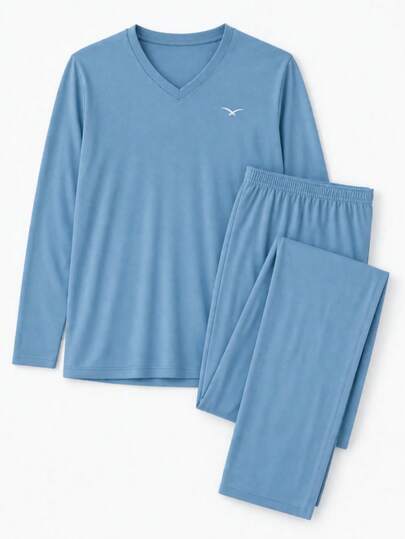 Pijama Longo Adulto Masculino Básico Bordado Plus Size Sortido G1 ao G3