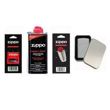 Kit Completo Encendedor Tipo Zippo con Gasolina, Mecha y Piedras, Antiviento, Recargable, Encendido Confiable, Combustión Limpia, Repuestos, Mantenimiento, Portátil, Uso Diario, Estilo Clásico Duradero - Plateado - Ver 1