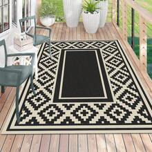 Waterproof Outdoor Patio Rug 5x8 - Polypropylene Outdoor Carpet For Deck, Porch, Camping - Easy Clean Non-Slip Outdoor Rug - Black Rice Inner Frame - View 7