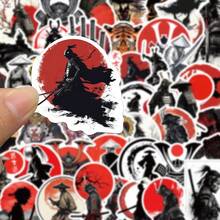 Conjunto de 50 adesivos de samurais em preto e vermelho para decoração DIY em celulares, malas e cadernos. - cor - Ver 6