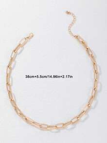 1pc Minimalist Casual Aluminum Alloy Square Chain Necklace, Suitable For Women's Daily Wear, Unique Gift - Multicolor - View 11