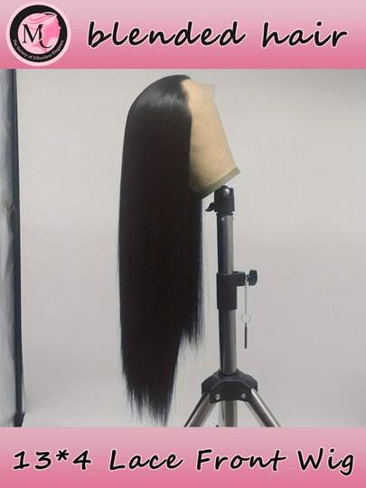 Straight Lace Front Wig Human Blended Hair 13x4 Pre-Pulled With Baby Hair 180% Density Lace Close Up Human Blended Hair Wig Women Natural Black 13X4 Upgraded Lace Front Wig Straight Lace Front Wig Human Blended Hair Glueless Wear & Go Wigs Human Blended Hair Pre Plucked