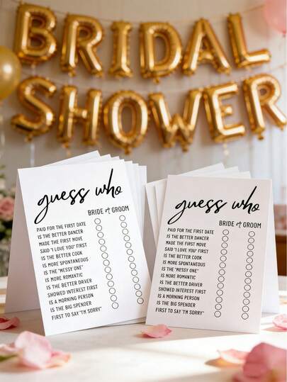 Entertaining "Who" Wedding Game Cards, Simple Elegant Bridal Shower Game Cards With Fun Relationship Questions, Suitable For Bachelor/Bachelorette Party, Bridal Shower, Wedding Celebration, Engagement Party And Wedding Events