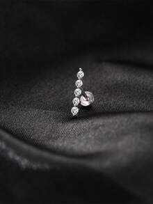 1 đôi bông tai đinh Moissanite 5 viên bạc Sterling 925 thanh lịch, ít gây dị ứng, phù hợp cho phụ nữ & bé gái đeo hàng ngày, quà tặng Ngày của Mẹ, đám cưới, tiệc tùng - Bạc - Xem 4