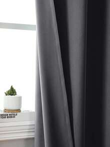 1pc High Blackout Solid Color Curtain Fabric, UV-Resistant Polyester With Rod Pocket Top Design, Easy To Hang, Year-Round Blackout, Suitable For Kitchen, Living Room, Office Decoration - Dark Gray - View 4