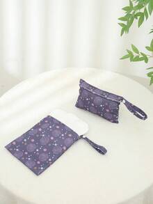 2pcs Cute & Fashionable Pattern Baby Diaper Wet Dry Bag/Storage Bag, Suitable For Baby Shower, Home Decor And Gifts - Multicolor - View 11