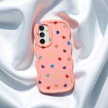 Ốp lưng điện thoại hình trái tim cầu vồng dễ thương, màu hồng pastel mờ kiểu INS, thiết kế tối giản Kawaii với viền lượn sóng, chống sốc toàn thân, tương thích với Samsung Galaxy A/S/FE/Ultra, Note POCO, Reno, Honor, Hot Spark, Moto. - Nhiều màu - Xem 4