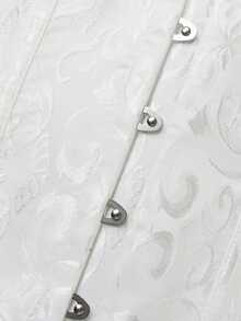 1pc 4-Hook Short Patterned Waist Cincher, Women's Corset Waist Trainer, Suitable For Party Outfits - White - View 4