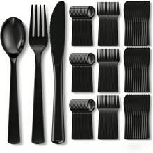 100/50pcs Black Plastic Cutlery Set, Includes Baking Spoons, Baking Pastry Forks, Salad, Pasta, Ice Cream, Appetizer Utensils, Party Table Decor, Cold And Hot Food Catering Utensils, Perfect For Wedding, Luncheon, Family Gathering, Engagement Party, BBQ, Dinner, Reunion, Birthday, Holiday, Retirement Celebration, Outdoor Picnic, Buffet, Catering, Etc. - View 11