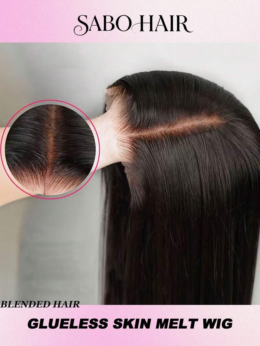 Tóc giả 5x5 không cần keo, tóc thật, phần tóc mái đã được tỉa sẵn, tóc thẳng, kiểu lace front, tóc giả pha trộn dành cho nữ, không cần keo, phần tóc mái HD, sẵn sàng để đội, mật độ 200%, dài 8-34 inch, màu đen tự nhiên.