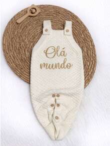 Knitted Baby Overalls Bodysuit "Hello World" - OFF - View 3