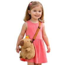 Capybara Children's Bag 22cm Plush Hypoallergenic With Compartment - Capybara Bag 22cm Pink - View 1