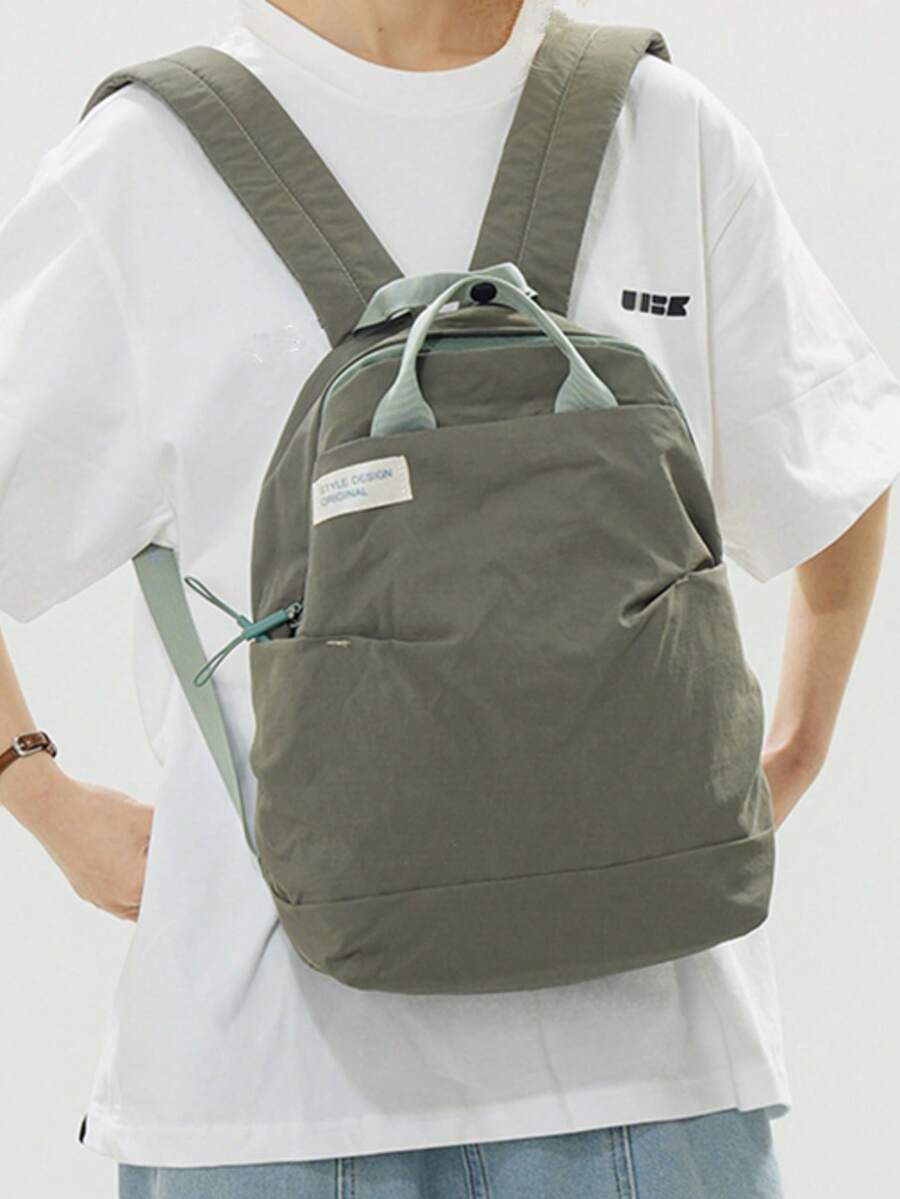 Minimalist Casual Men's Backpack - Green - View 1