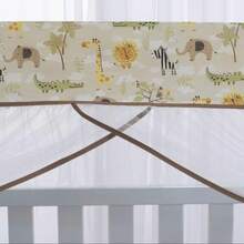 Mosquito Net For **** MINI CRIB **** Boy Choose Your Color Safari Green/Beige/Blue - Valance + Tulle - Beige - View 3