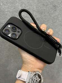 Móc khóa, dây đeo điện thoại silicon mềm cao cấp có nam châm, tương thích với iPhone 17 Pro Max/17/16/15/14/13/12/11 Pro Max Plus, hỗ trợ sạc không dây từ tính, ốp bảo vệ chống sốc. - màu đen - Xem 3