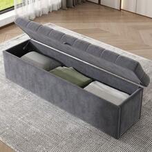 Velvet Upholstered Bench, Padded Seat, Bed Stool, Bench With Storage, Grey 138 X 41 X 42 Cm - Grey - View 1