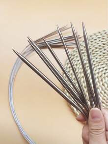 [3 Pcs / 9 Pcs] 2.0mm-6.0mm Multi-Size Stainless Steel Circular Knitting Needles Set, 80cm/31.5 Inch Fixed Circular Knitting Needles With Smooth Tips And Anti-Twist Steel Cable, Rust-Resistant Metal Knitting Needles Suitable For DIY Sweater, Scarf, Blanket, Hat, Socks Handcraft Knitting And Crocheting Projects - Stainless Steel Circular Knitting Needles - View 3