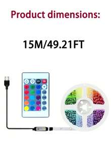 30ft-100ft Smart APP Controlled Color Changing LED Strip Lights For Bedroom, With Remote Control And Timer Function, Suitable For Room, Home, Party Decoration, Support Smartphone APP Control And 24-Key Remote, USB Powered, 5V RGB LED Strip, Color Changing, Suitable For TV Backlight, Ambiance Lighting, Gaming/Living Room, Holiday Celebration And Dynamic Lighting Effects (Power Adapter Not Included) - 白盤燈帶 - 查看 14