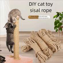 1条20米/50米猫咪DIY剑麻绳猫咪攀爬磨爪架特制棉绳耐磨损磨爪猫玩具绳-4/6/8毫米，猫咪配件 - 芥末黃 - 查看 5