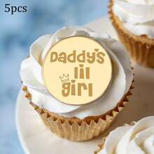 5 piezas/10 piezas Decoración de tapa de pastel "El mejor papá del mundo" de acrílico dorado para el Día del Padre, cumpleaños de papá, adecuado para decoración de pastel y postre del Día del Padre y cumpleaños de papá - Multicolor - Ver 21