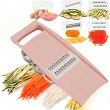 A Set Of Five-In-One Multifunctional Blue/Pink Vegetable And Fruit Slicer, Manual Food Grater, Vegetable Grater, Potato Grater, Home-Use Potato Shredder, Kitchen Utensils, Kitchen Gadgets - Multicolor - View 8
