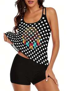 Bohemian Dreamcatcher American  Style Women's Fun Swimsuit Set - trộn - Xem 3