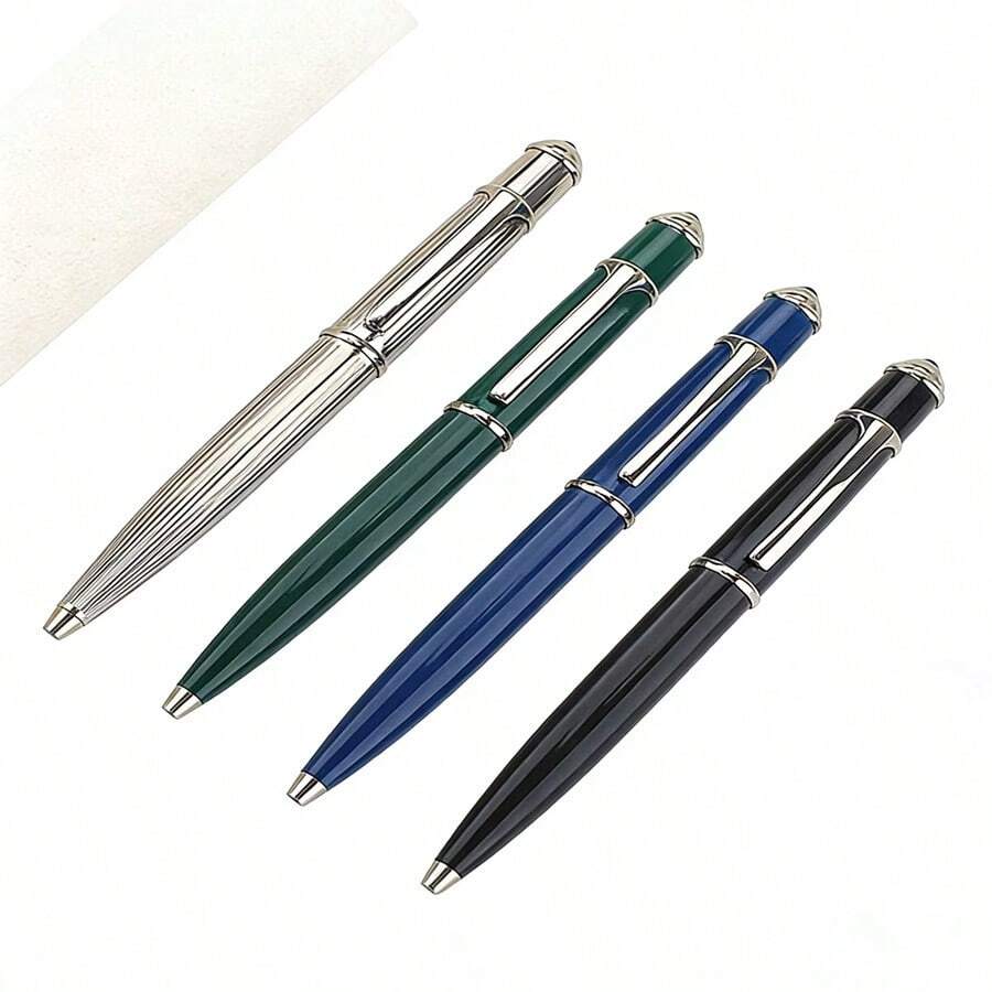 Bút bi cao cấp màu bạc/xanh lá/xanh dương/đen, bút viết có thể thu gọn bằng kim loại, bút ký doanh nhân, thích hợp làm quà tặng và văn phòng. - 2015 - Xem 1