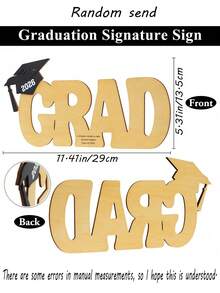 2026 Graduation Decorations, Wooden Graduation Symbol, Vintage Style Graduation Cap Decor, 2026 High School And University Graduation Party Supplies - GRAD Writing Ornament - View 3