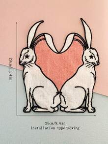 1pc Rabbit Embroidered Patch, DIY Cartoon Animal Towel Embroidery Applique - Multicolor - View 2