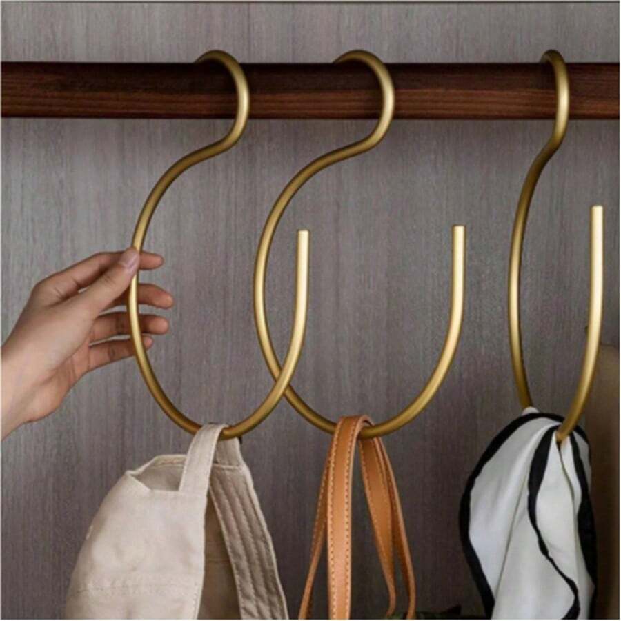 Aluminum Metal Hangers, Multi-Functional Space-Saving Bar Hooks, Can Be Used For Hanging Hats, Towels, Scarves, Etc. - Multi-Functional Wardrobe Organizer, Simple Spring Style, Summer Tops