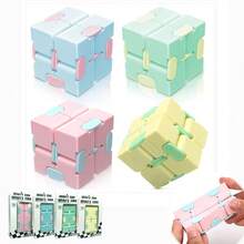 Macaron Infinite Cube Fidget Toy Portable Pocket Flip Infinity Cube Smooth Flexible Magic Stress Relief Puzzle Anti Anxiety Relaxation Hand Sensory Decompression Tool Lightweight Durable Fashion Colorful Desktop Ornament Novelty Gift For Adults Home Office Travel Leisure Daily Relaxation Supplies - 黃色無限魔術方塊 - 查看 2