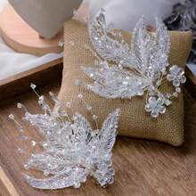 1 peça de acessório de cabelo de noiva feito à mão, elegante estilo coreano, minimalista e delicado, inspirado na natureza, para decoração de vestido de noiva, verão e praia. - Branco - Ver 1