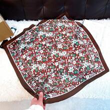 Khăn vuông in họa tiết giả lụa 26,77 inch (68cm), phụ kiện băng đô/khăn quàng cổ đa năng thoáng khí thời trang dành cho nữ, 1 chiếc - Lạc đà - Xem 7