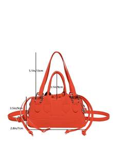 Fashionable Solid Color PU Drawstring Mini Handbag, Metallic Color Crossbody Shell Bag For Women - Orange - View 4