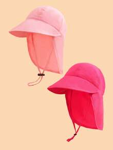 2pcs Baby Bucket Hat, Neck Protective Toddler Sun Hat, Adjustable Breathable Quick-Dry Summer Beach Hat For Boys & Girls - Multicolor - View 5