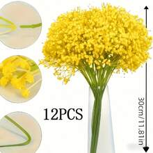 1-48pcs Artificial Yellow Baby's Breath, Bridal Bouquet, Silk Faux Flowers, Wedding Party Decor, Living Room Decor, Room Decor, Bathroom Decor, Wedding Floral, DIY Home Garden Office, Valentine's Day, Birthday Graduation Gift, Artificial Plants, Table Centerpiece Decor, Birthday Party, Holiday Decor Anniversary, Cafe, Office, Garden, Balcony Decor, Fake Flowers - Yellow - View 12