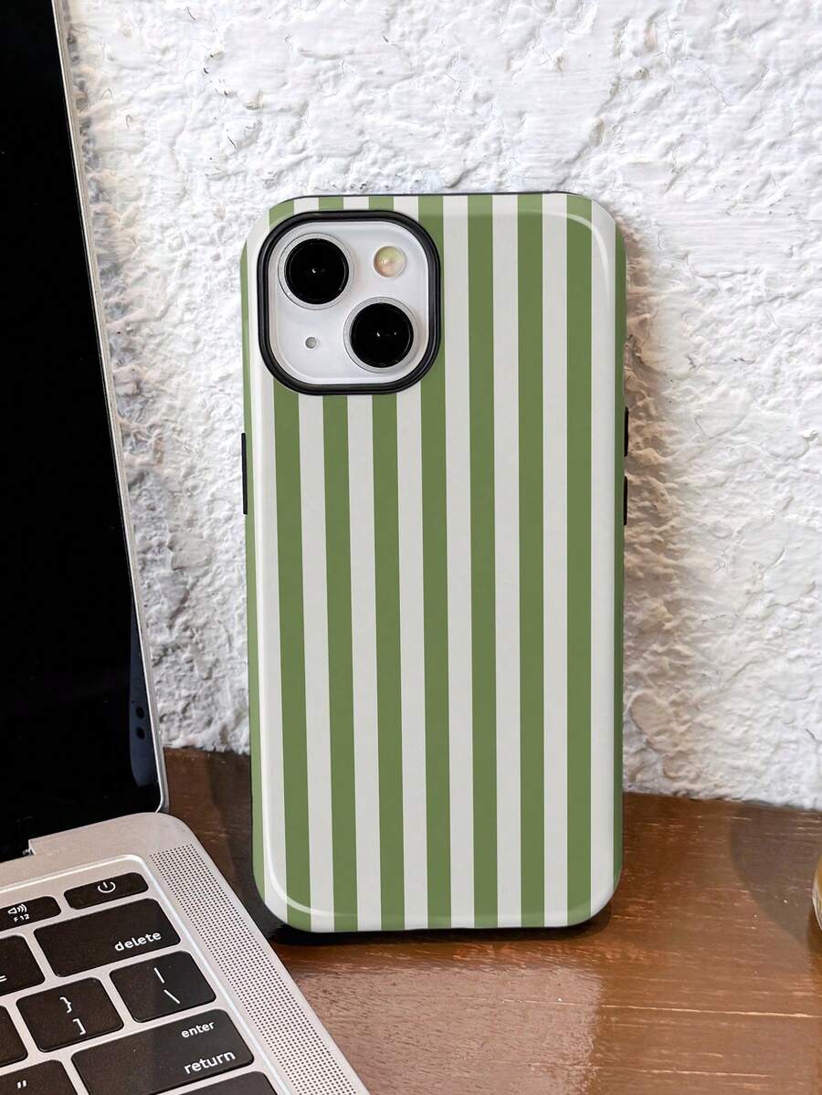 Striped 1pc Minimalist Artistic Colorful Striped Pattern Glossy 2-In-1 Phile Shell Full Coverage Hard Phone Case Suitable For Samsung/ 11/12/13/14/15/16/17 Pro Max - Multicolor - View 1