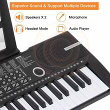 Teclado Musical 61 Teclas Profesional Sonido De Calidad - Negro - Ver 8
