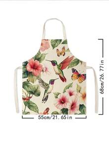 1 pieza, Delantal de poliéster con patrón de pajarito, adecuado para cocinar, hornear y jardinería - se puede usar como vestimenta para la cocina y el comedor - Multicolor - Ver 11