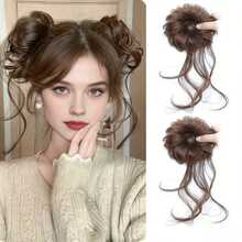 2pcs Messy Bun Hair Scrunchies, Convenient To Wear For Holiday Party Outfits - Multicolor - View 2
