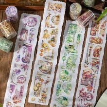 中国风PET贴纸胶带，可用于制作子弹笔记贴纸、贝壳灯剪纸贴纸和DIY拼贴材料 - 四色 - 查看 6