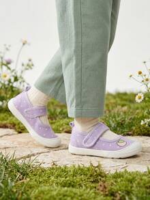 1 Paio di Sneaker in Tela a Punta Quadrata Bassa per Ragazze, Motivo a Pois di Fragole, Scarpe Carine, Dolci, Comode, Casual, con Suola Morbida e Leggere, Adatte per Uscite Quotidiane Estive e Passeggiate in Giardino - Viola - Visualizzare 4