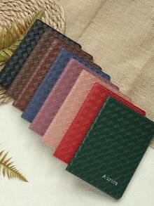 1pc Customized Name Rhombus Pattern Straw Woven Leather Passport Holder Travel Passport Cover Wallet Travel Document Organizer Protective Case Travel Gift For Women And Men Premium Passport Wallet - Multicolor - View 5