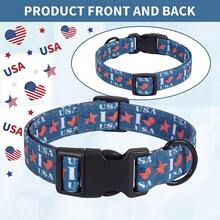 美国独立日狗狗项圈 - “我爱美国”爱国印花 - 可调节黑色金属塑料扣 - 适合小型、中型、大型犬 - 混合色 - 查看 4