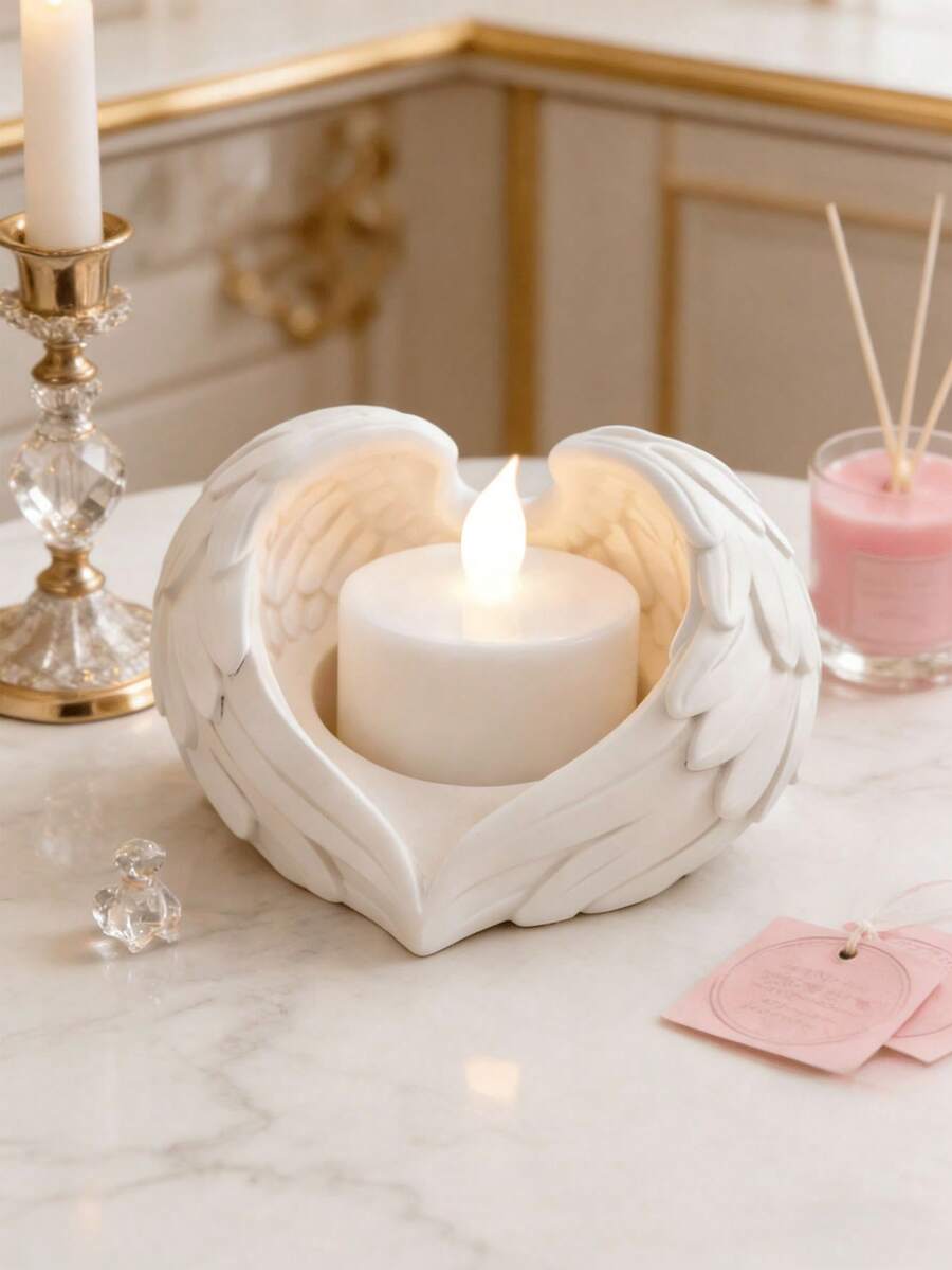 Chân nến hình cánh thiên thần, thích hợp cho nến tealight hoặc nến giả, lý tưởng để trang trí nhà cửa và trưng bày trên bàn làm việc. Món đồ trang trí chân nến độc đáo và sáng tạo này là một món quà tuyệt vời dành cho những người yêu thích trang trí. - A - Xem 1