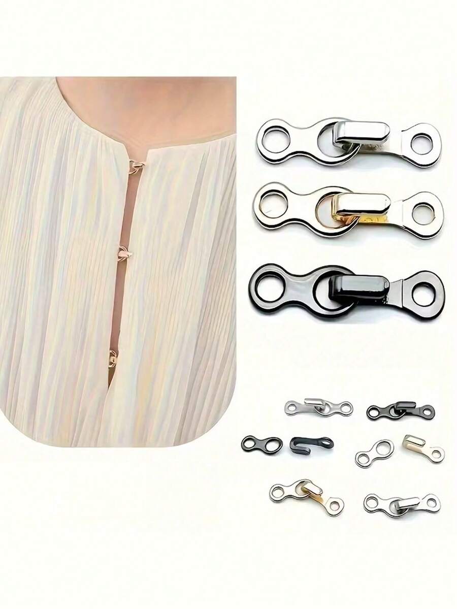 3 pezzi Fermagli in lega con bottone nascosto - Bottoni a gancio e asola per pantaloni e pantaloni da tailleur cinesi, bottoni nascosti regolabili adatti per abbigliamento e giacche - Multicolore - Visualizzare 1