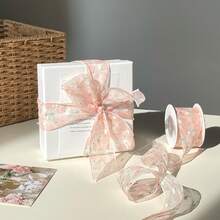 Colorful Snow Gauze Ribbon Gift Wrapping Bow Decoration Binding Band Floral Ribbon, Summer Fresh And Gentle Style Soft And Fluffy Shiny With Diamonds Tulip Ribbon, Suitable For Kitchen Baking Packaging, Gift Wrapping Ribbon, DIY Bouquet Matching, Essential For Holiday Decorations Bows - View 4