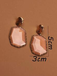 Crystal Drop Earrings - Rượu sâm panh - Xem 3