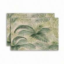 2/4/6pcs Green Palm Leaf Placemat,12.5*16.5 Inch Machine Washable Rectangular Table Mats Perfect For Kitchen And Dining Room Decor, Holiday Celebrations, And Countertop Decoration - Green - View 6